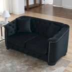 59 Modern Velvet Sofa,2-Seater Sofa,Upholstered Tufted Backrests with Nailhead Arms and 2 Cushions for Living Room
