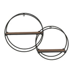 Isabella Round Wood-Metal Modern Wall Shelf - 17.25 H x 23 W x 5.5 D