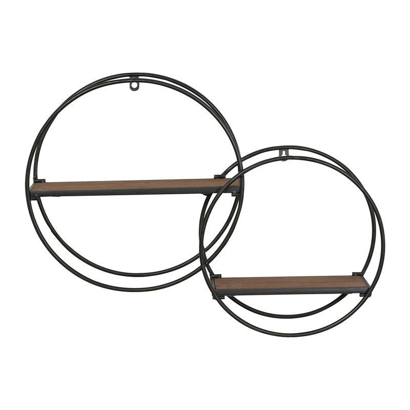 Isabella Round Wood-Metal Modern Wall Shelf - 17.25 H x 23 W x 5.5 D