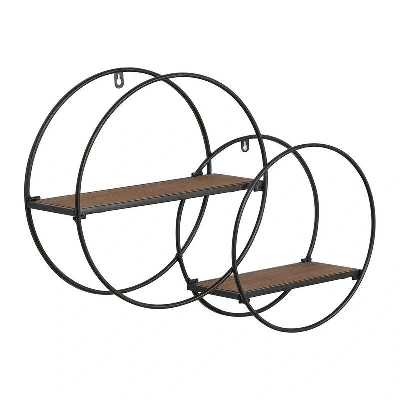 Isabella Round Wood-Metal Modern Wall Shelf - 17.25 H x 23 W x 5.5 D