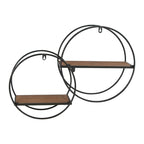 Isabella Round Wood-Metal Modern Wall Shelf - 17.25 H x 23 W x 5.5 D