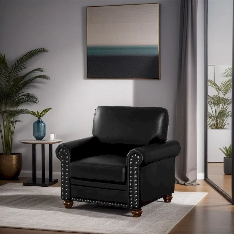Living Room Sofa Single Seat Chair with Wood Leg Faux Leather