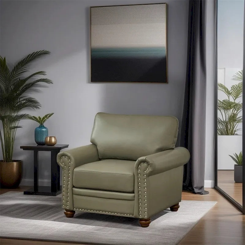 Living Room Sofa Single Seat Chair with Wood Leg Faux Leather