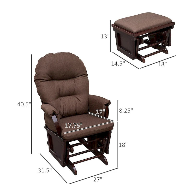 Nursery Glider Rocking Chair with Ottoman,Thick Padded Cushion Seating