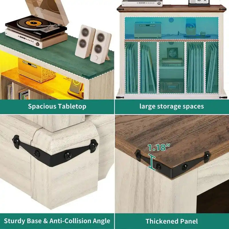 Large Record Player Stand - 15.7 D x 31.5 W x 28.7 H