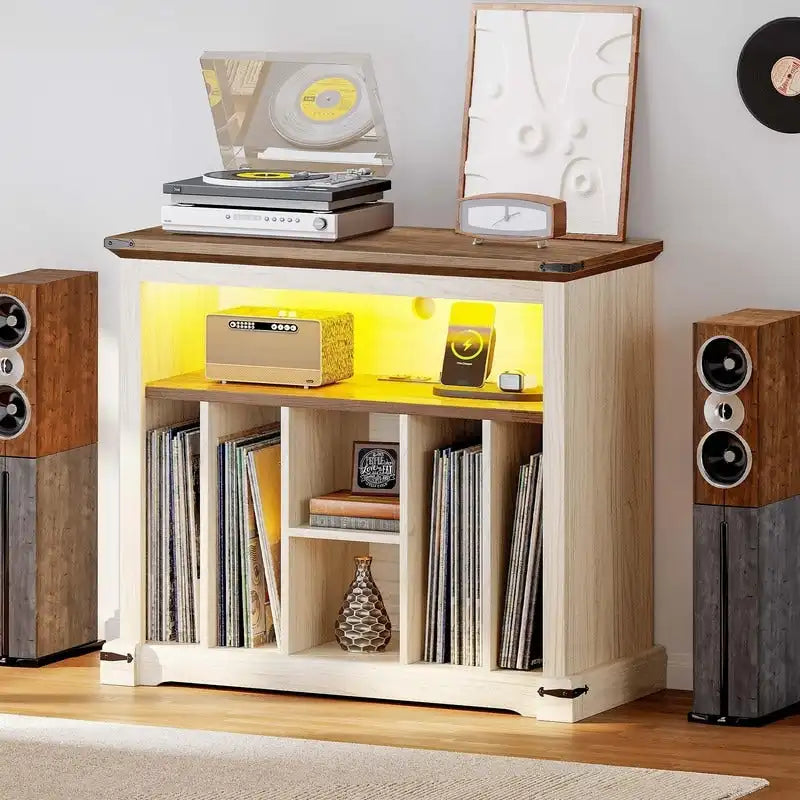 Large Record Player Stand - 15.7 D x 31.5 W x 28.7 H