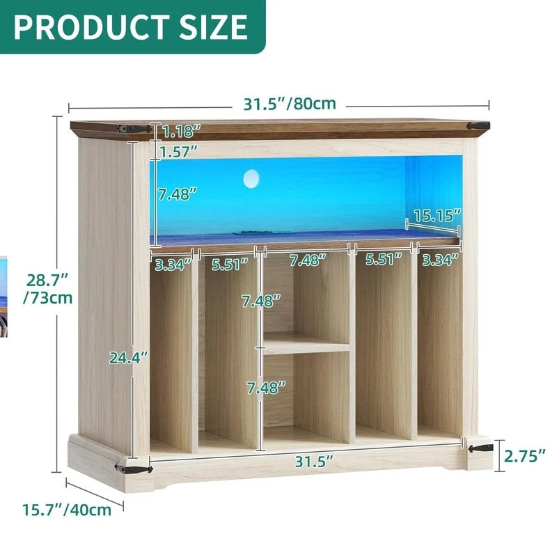 Large Record Player Stand - 15.7 D x 31.5 W x 28.7 H