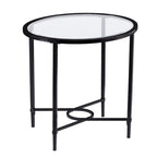 HomeRoots 25  Black And Clear Glass Oval End Table - 25x21x24.75