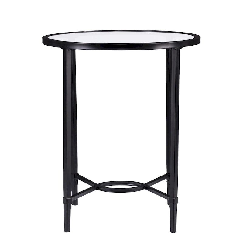 HomeRoots 25  Black And Clear Glass Oval End Table - 25x21x24.75
