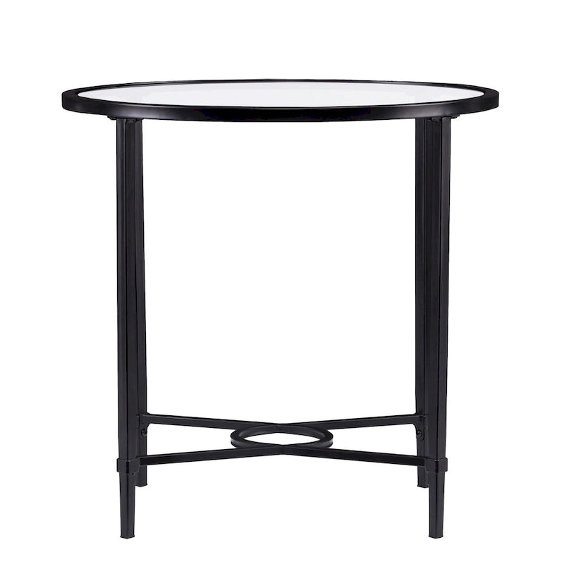HomeRoots 25  Black And Clear Glass Oval End Table - 25x21x24.75