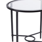 HomeRoots 25  Black And Clear Glass Oval End Table - 25x21x24.75