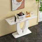 Modern Simple Glossy White Rectangular Counter Bar Table 47.24  x 18.11  x 29.52  For Living Room Bedroom Bedside Entrance House