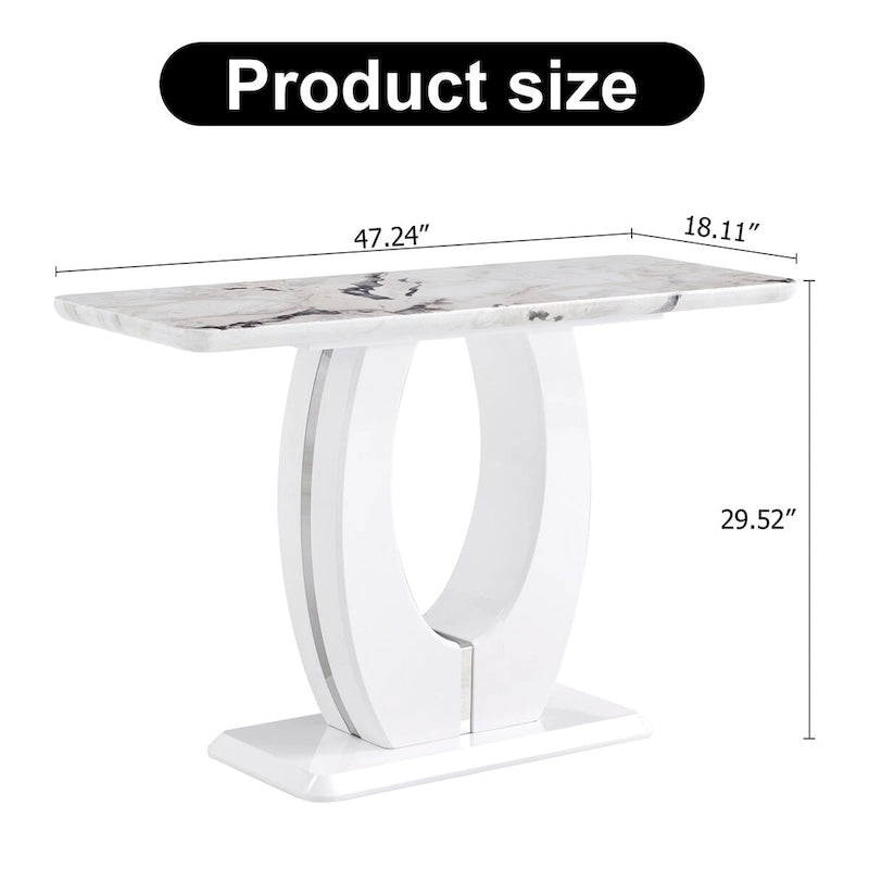 Modern Simple Glossy White Rectangular Counter Bar Table 47.24  x 18.11  x 29.52  For Living Room Bedroom Bedside Entrance House