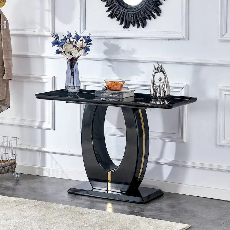 Modern Simple Glossy White Rectangular Counter Bar Table 47.24  x 18.11  x 29.52  For Living Room Bedroom Bedside Entrance House