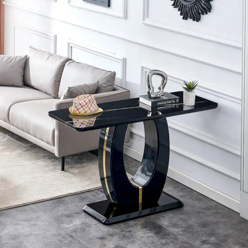 Modern Simple Glossy White Rectangular Counter Bar Table 47.24  x 18.11  x 29.52  For Living Room Bedroom Bedside Entrance House