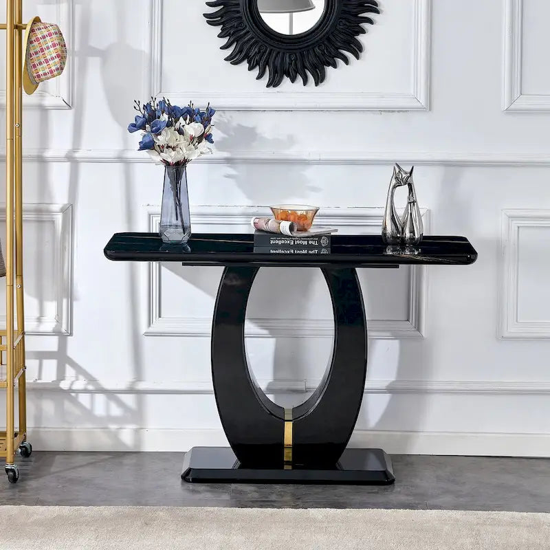 Modern Simple Glossy White Rectangular Counter Bar Table 47.24  x 18.11  x 29.52  For Living Room Bedroom Bedside Entrance House