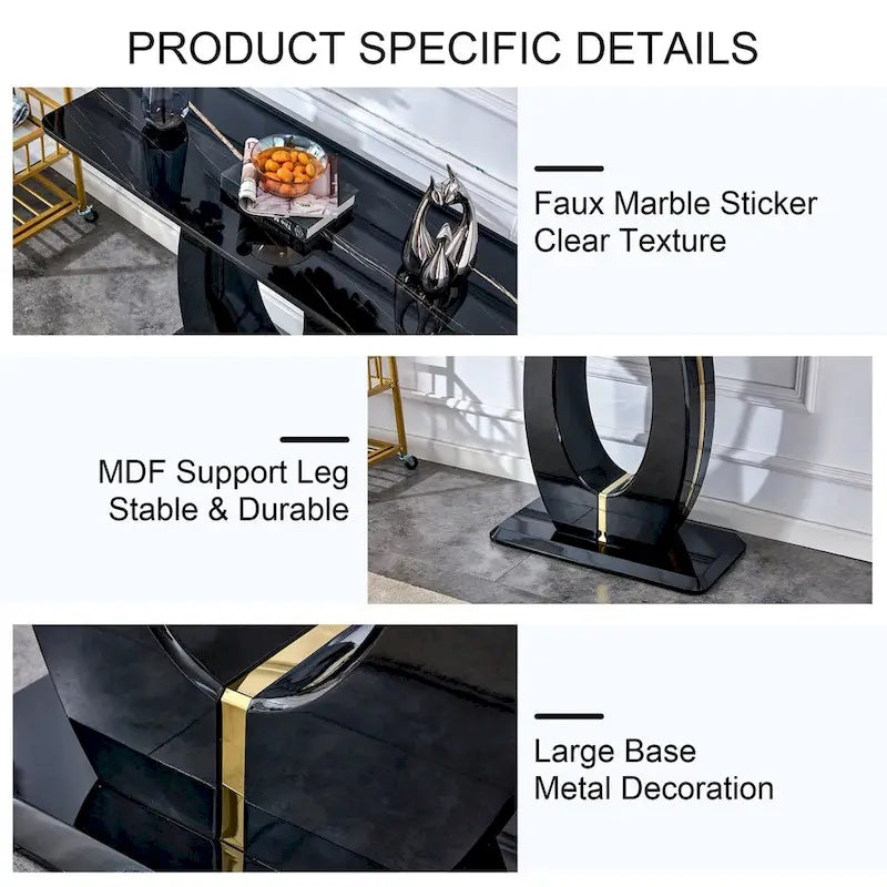 Modern Simple Glossy White Rectangular Counter Bar Table 47.24  x 18.11  x 29.52  For Living Room Bedroom Bedside Entrance House