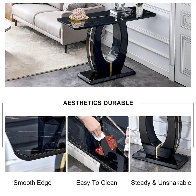 Modern Simple Glossy White Rectangular Counter Bar Table 47.24  x 18.11  x 29.52  For Living Room Bedroom Bedside Entrance House