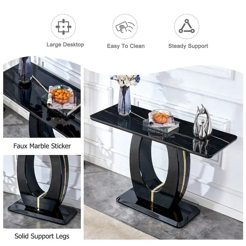 Modern Simple Glossy White Rectangular Counter Bar Table 47.24  x 18.11  x 29.52  For Living Room Bedroom Bedside Entrance House