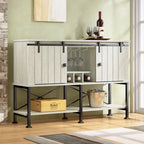 52 inch Wine Cabinet with Barn Door & Adjustable Shelves - 52  W x 38  D x 15.5  H