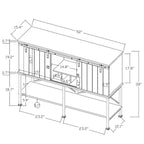 52 inch Wine Cabinet with Barn Door & Adjustable Shelves - 52  W x 38  D x 15.5  H