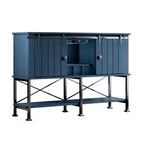 52 inch Wine Cabinet with Barn Door & Adjustable Shelves - 52  W x 38  D x 15.5  H