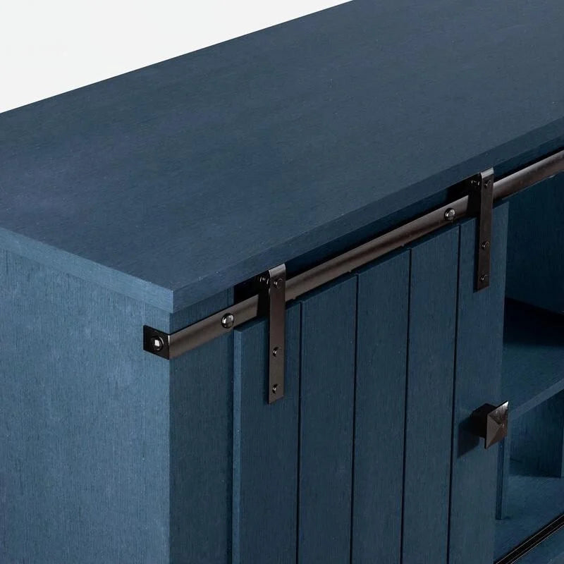 52 inch Wine Cabinet with Barn Door & Adjustable Shelves - 52  W x 38  D x 15.5  H