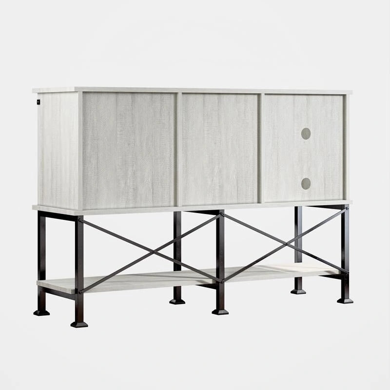 52 inch Wine Cabinet with Barn Door & Adjustable Shelves - 52  W x 38  D x 15.5  H