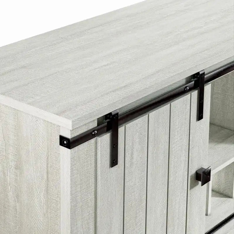 52 inch Wine Cabinet with Barn Door & Adjustable Shelves - 52  W x 38  D x 15.5  H