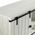 52 inch Wine Cabinet with Barn Door & Adjustable Shelves - 52  W x 38  D x 15.5  H