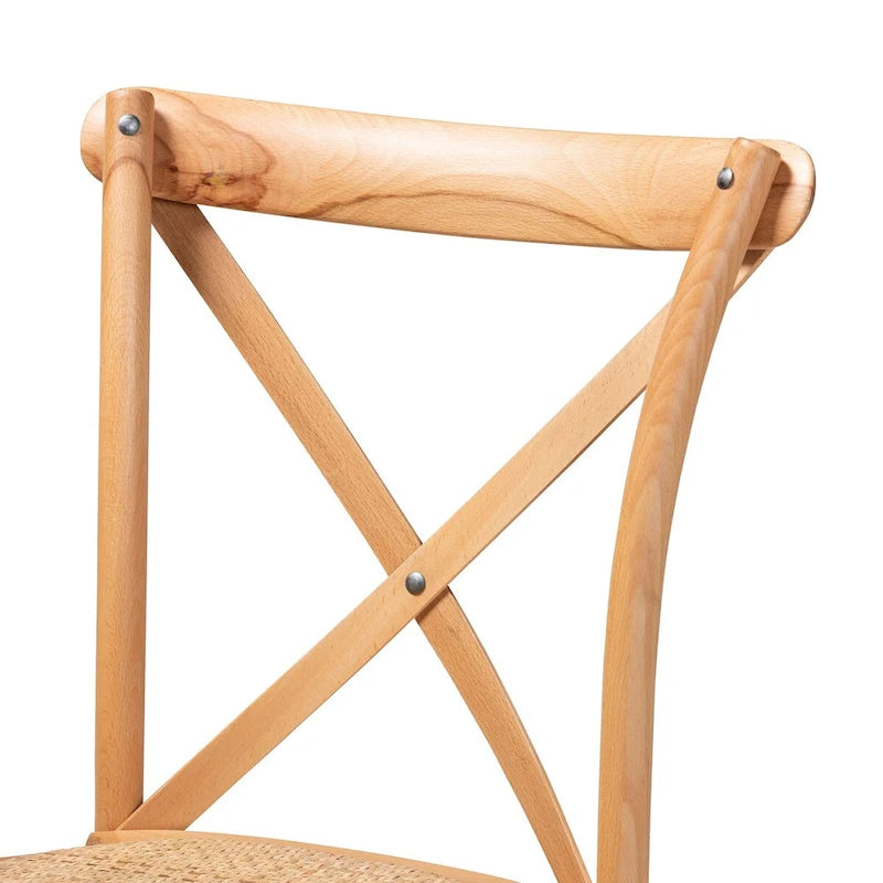 Tartan Mid-Century Woven Rattan Dining Chair Set (2PC)-Natural Brown