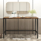 Counter Height Extra Long Dining Table Set with 3 Stools Pub Kitchen Set Side Table with Footrest