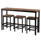 Counter Height Extra Long Dining Table Set with 3 Stools Pub Kitchen Set Side Table with Footrest