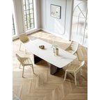 Lesly White 62.99 in. With Black Pedestal Dining Table (6 Seats) - 62.99 D31.49 W29.52 H