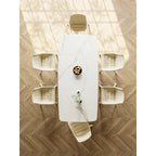 Lesly White 62.99 in. With Black Pedestal Dining Table (6 Seats) - 62.99 D31.49 W29.52 H