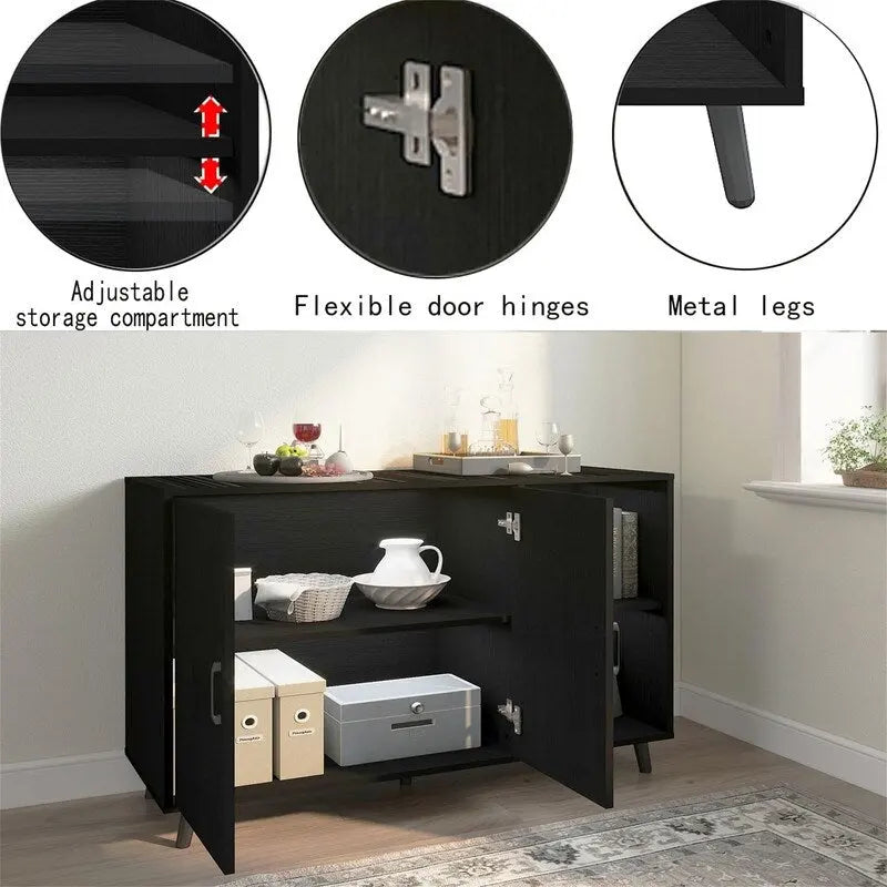 Kitchen Sideboard with 2 Door 2 Shelves - 15 D x 41.7 W x 32.6 H