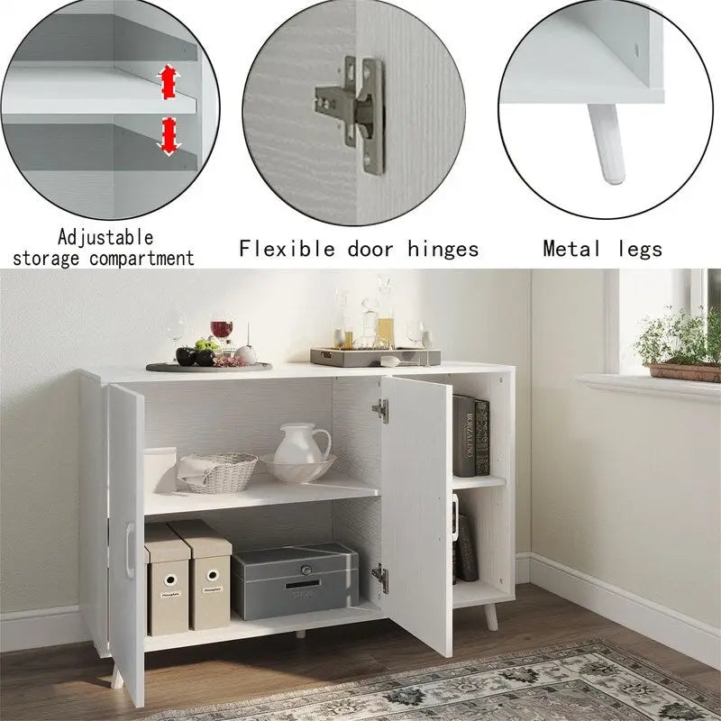 Kitchen Sideboard with 2 Door 2 Shelves - 15 D x 41.7 W x 32.6 H
