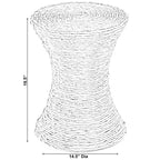 Decorative Round Wicker Side Table Hourglass Shape Accent Coffee Table
