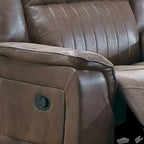 Oya 40 Inch Power Recliner Chair, Pull Tab Mechanism, Rich Brown Leather