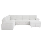 Oversized Modular Corduroy Upholstered Storage Sectional Sofa