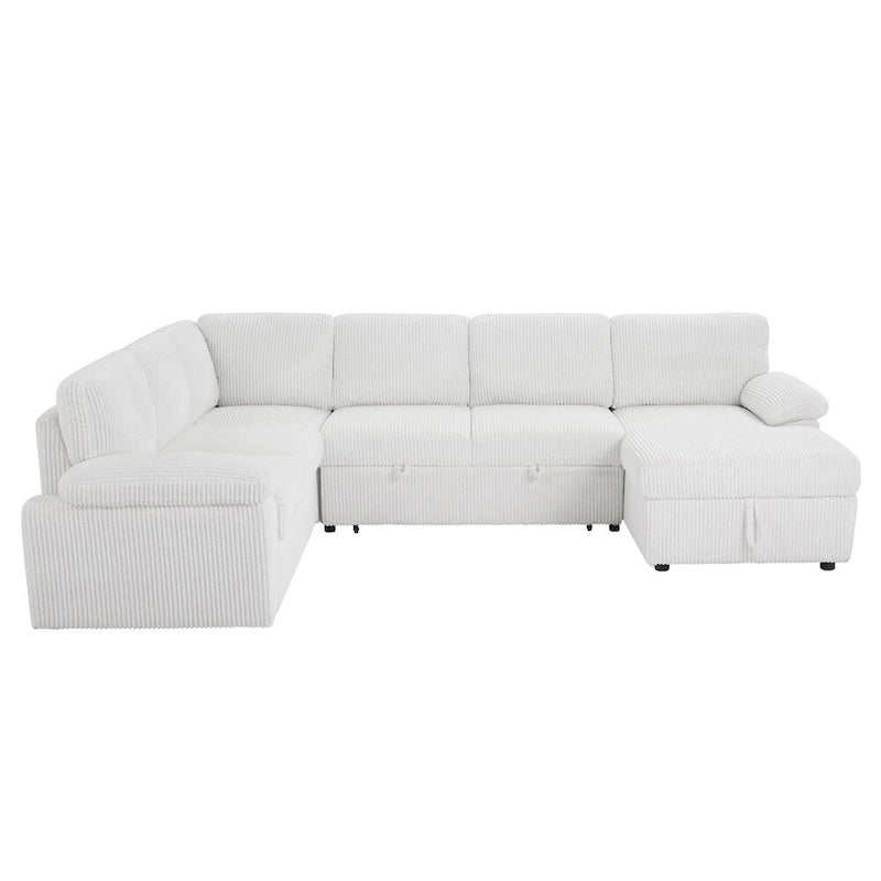 Oversized Modular Corduroy Upholstered Storage Sectional Sofa