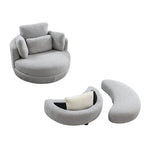 39 W Oversized Swivel Chair,moon storage ottoman,Loveseat Circle Swivel Barrel Chairs Cuddle Sofa Lounger Armchair,4 Pillows