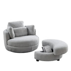 39 W Oversized Swivel Chair,moon storage ottoman,Loveseat Circle Swivel Barrel Chairs Cuddle Sofa Lounger Armchair,4 Pillows