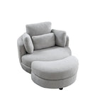 39 W Oversized Swivel Chair,moon storage ottoman,Loveseat Circle Swivel Barrel Chairs Cuddle Sofa Lounger Armchair,4 Pillows