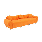 Orange Teddy Velvet Fabric,with 3 Pillows,Three-person Sofa Can be Placed in the Living Room and Other Scenes