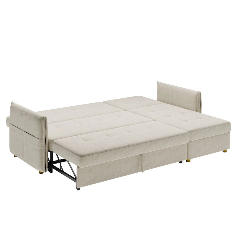 98.43  Modern Minimalist  L  Shape Sofa BedAnti-scratch and Water-proof, Solid Wood Frame