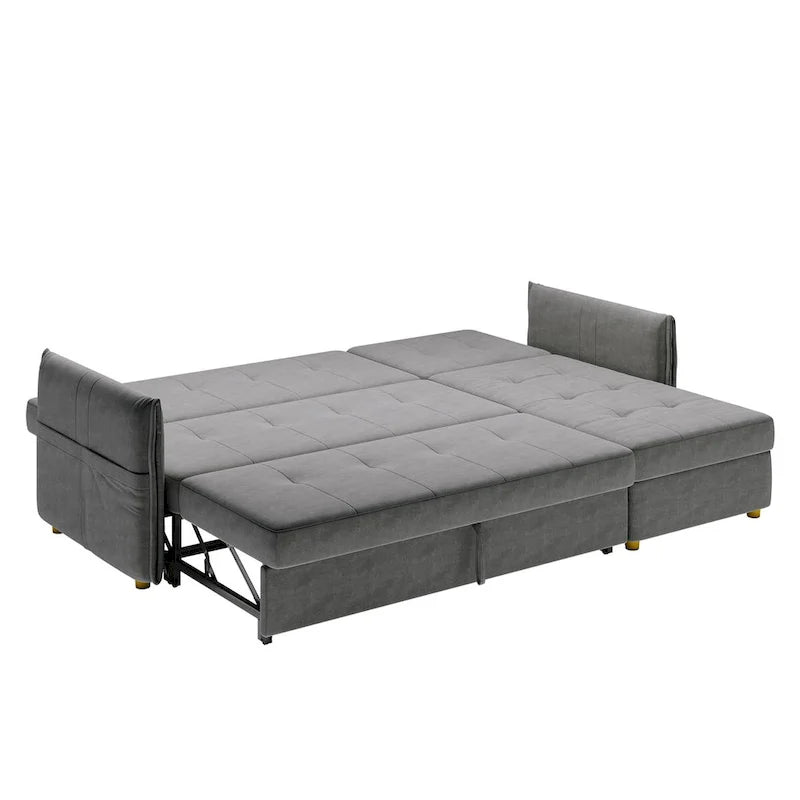 98.43  Modern Minimalist  L  Shape Sofa BedAnti-scratch and Water-proof, Solid Wood Frame