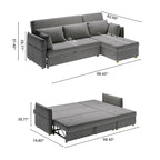 98.43  Modern Minimalist  L  Shape Sofa BedAnti-scratch and Water-proof, Solid Wood Frame