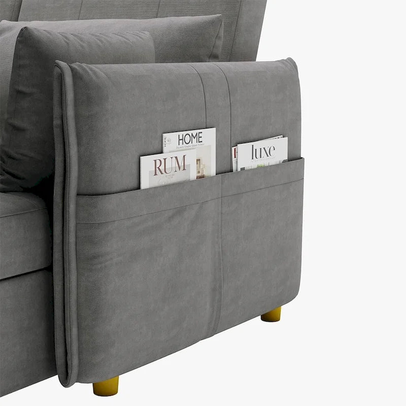 98.43  Modern Minimalist  L  Shape Sofa BedAnti-scratch and Water-proof, Solid Wood Frame