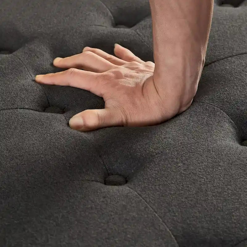 Large Square Storage Ottoman Upholstered Button Tufted Coffee Table - 30 W x 30 D x 18 H.